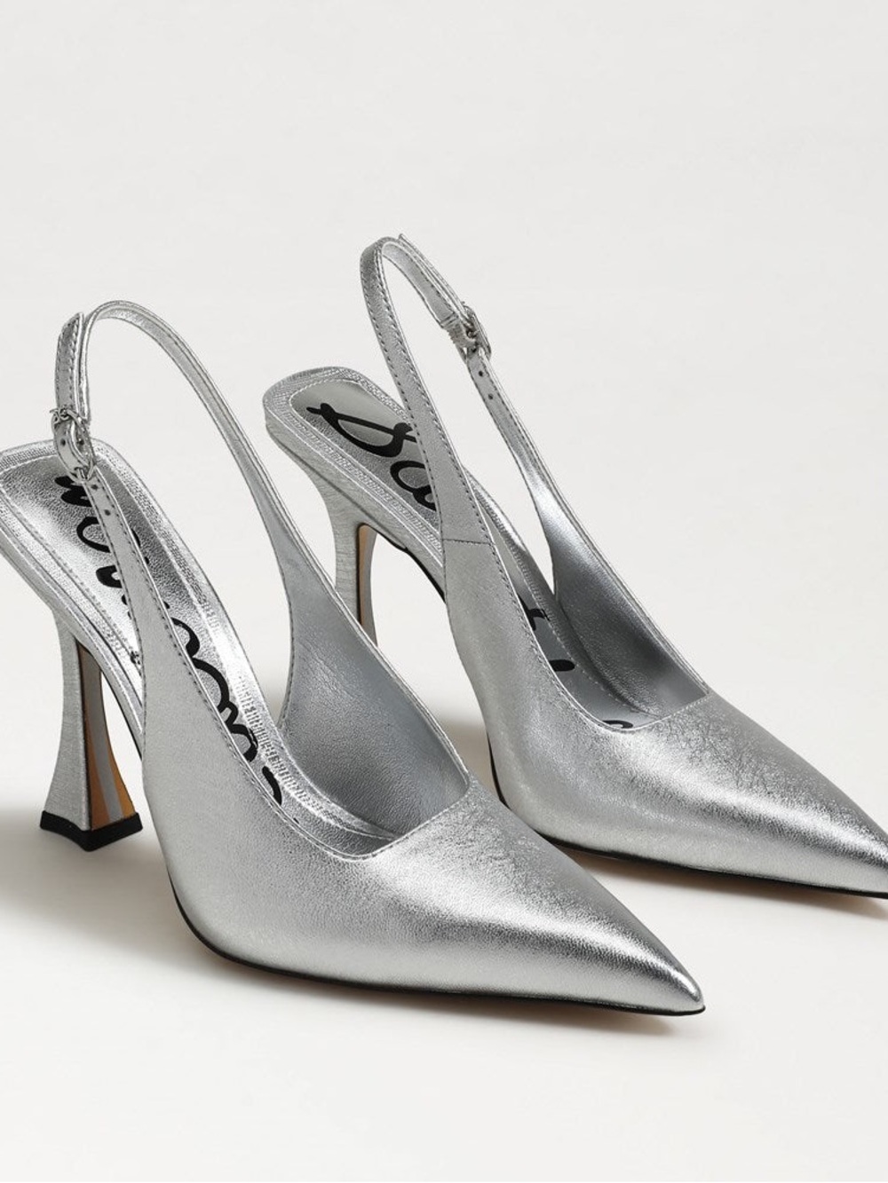 Sam Edelman Metallic Silver Pointed Slingback Heels